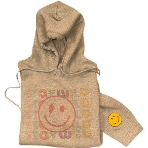Smiley Face,Vintage Look Stay Wild,Sweatshirt,Lightning Bolt,Hoodie